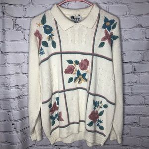 Kobe grandma vintage cottage core floral long sleeve sweater size 38